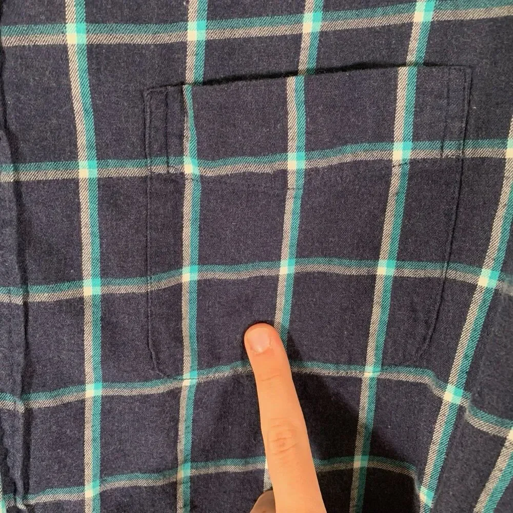 J. Crew Brushed Twill Shirt Men's Large Blue Plaid Flannel Button Up Long Sleeve